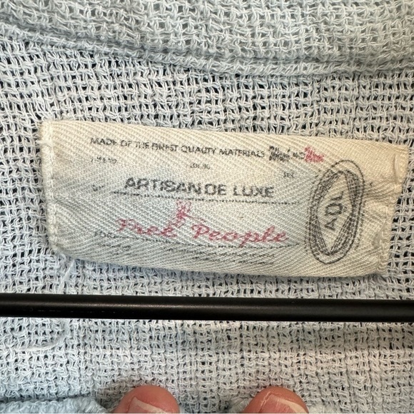 Free People Artisan De Luxe Button Down Tie Dye Small Gauze Boho Top Coastal - Picture 3 of 9
